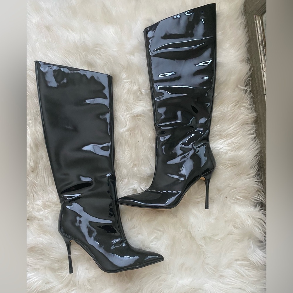 Patent Leather Knee High Boots